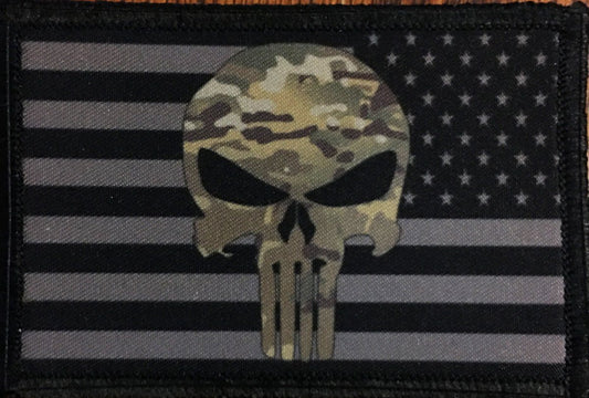 Subdued Multicam Punisher American Flag Morale Patch Morale Patches Redheaded T Shirts