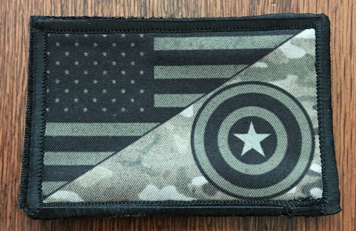 Subdued USA Flag Captain America Shield Morale Patch Morale Patches Redheaded T Shirts