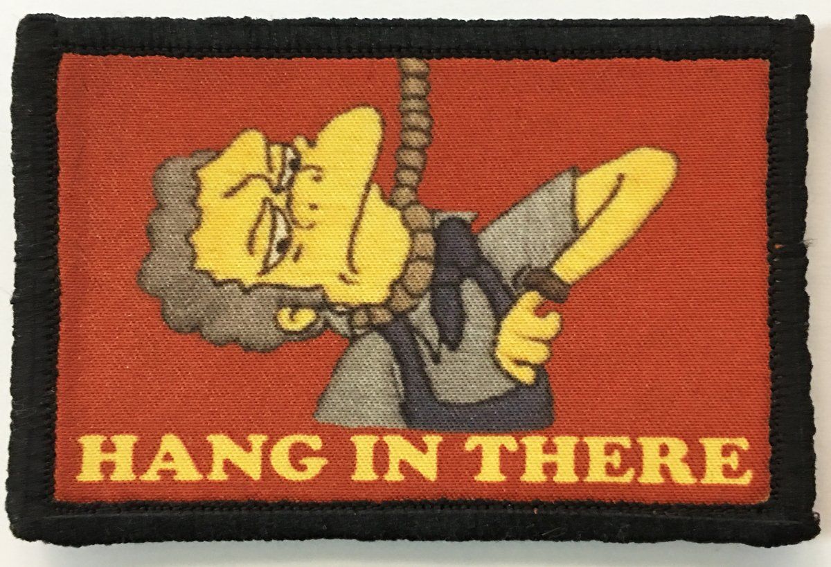 The Simpsons Moe "Hang in There" Morale Patch Morale Patches Redheaded T Shirts