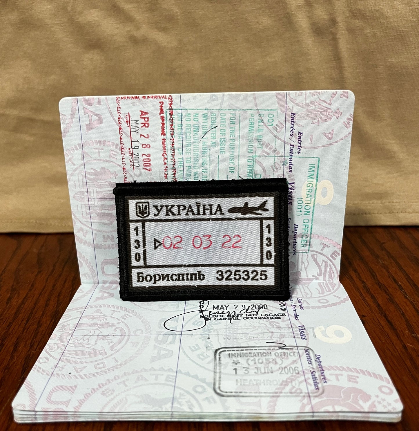 Ukraine Passport Stamp Morale Patch 2x3" Morale Patches Redheaded T Shirts
