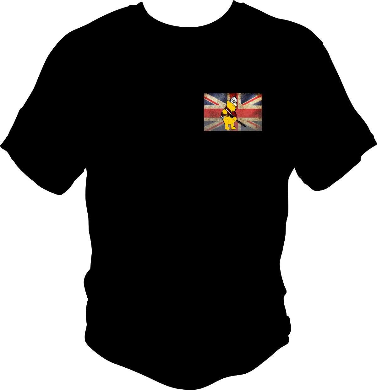 Union Jack & Winnie the Pooh Martini Henry T Shirt T Shirts Redheaded T Shirts Small Black