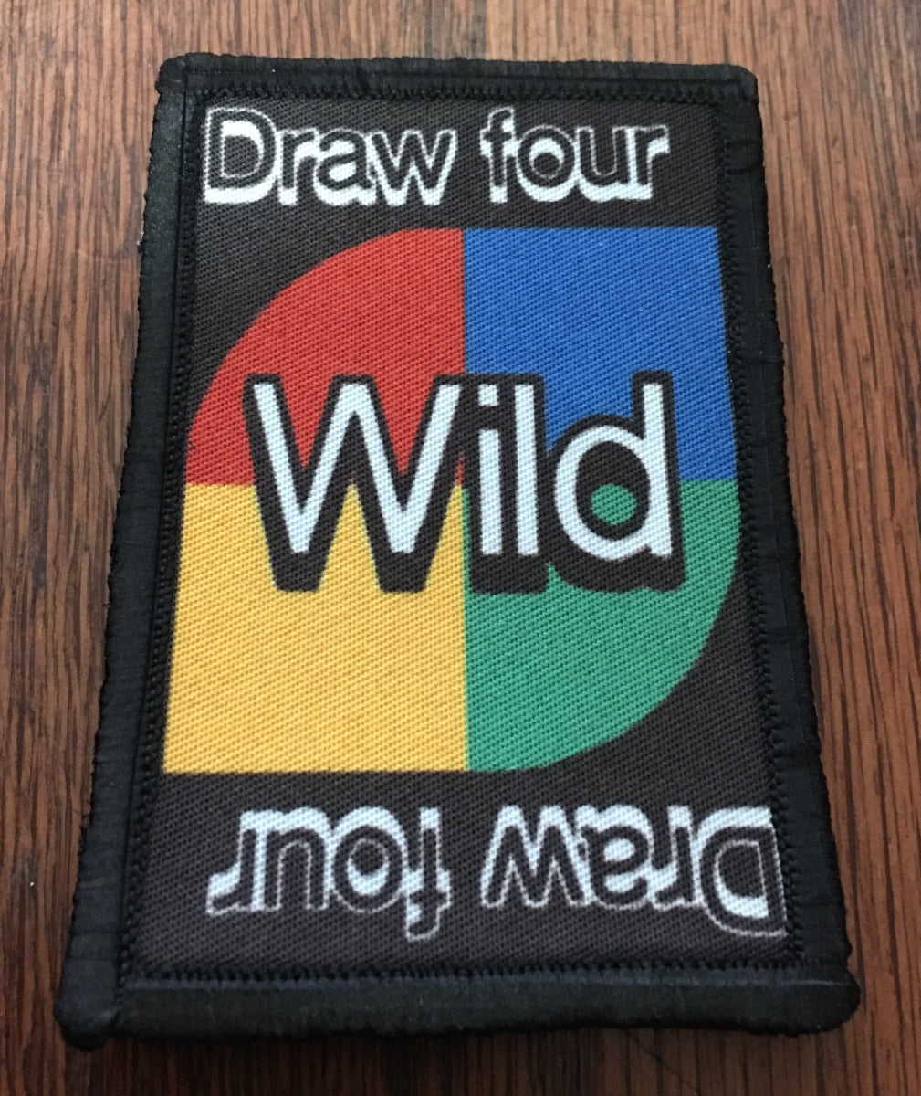 UNO Draw Four Card Morale Patch Morale Patches Redheaded T Shirts