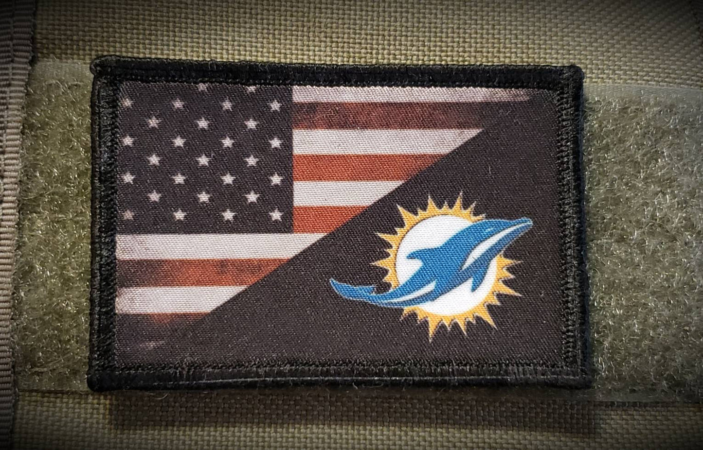 USA Flag Miami Dolphins Morale Patch Morale Patches Redheaded T Shirts