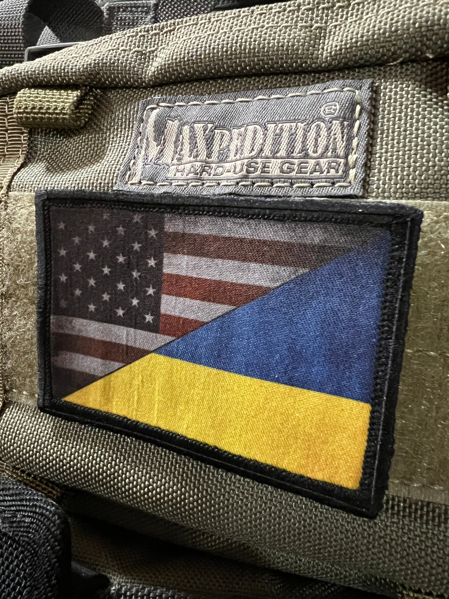 USA / Ukraine Flag Morale Patch Morale Patches Redheaded T Shirts