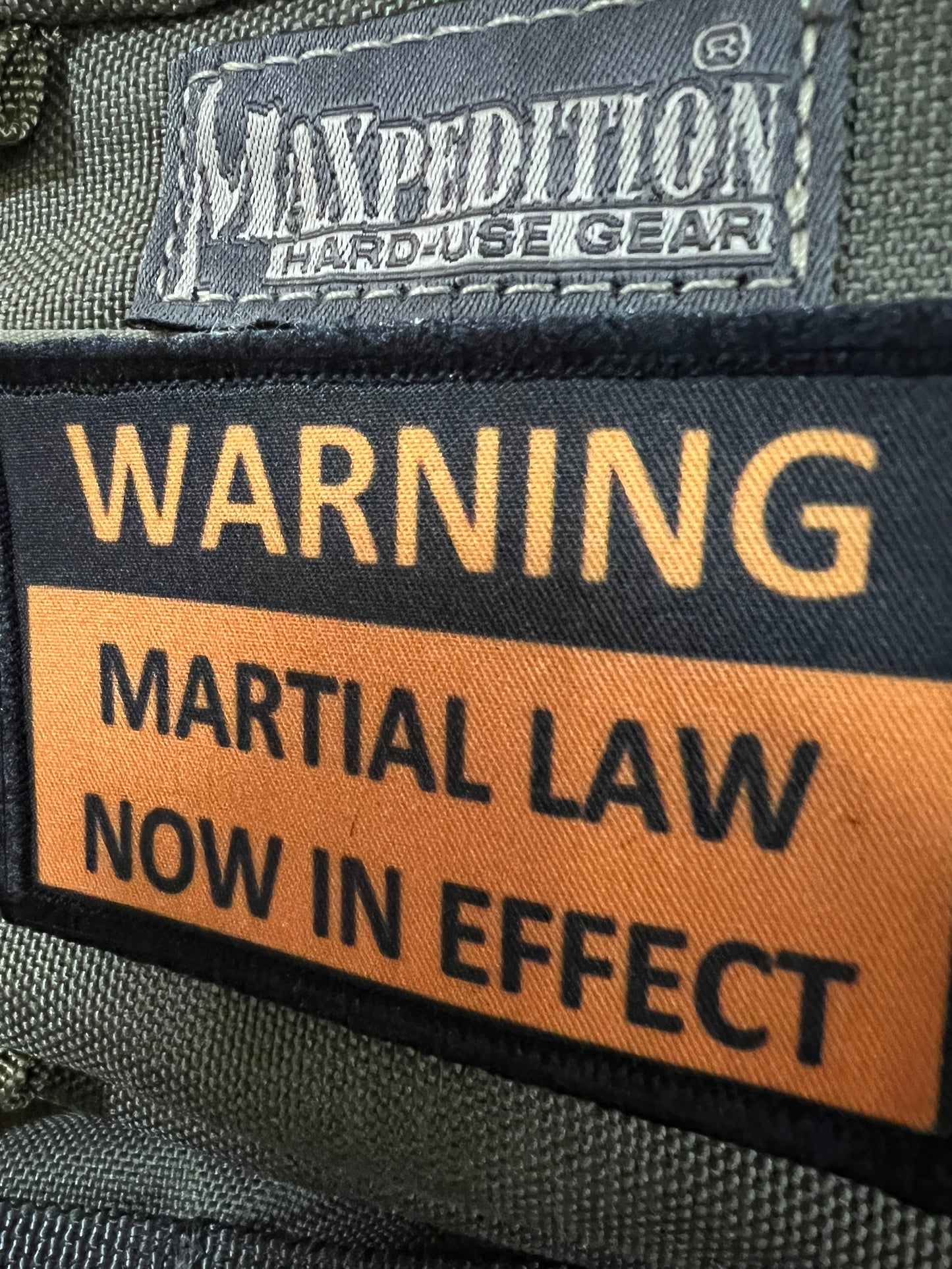 WARNING Martial Law in Effect Morale Patch Morale Patches Redheaded T Shirts
