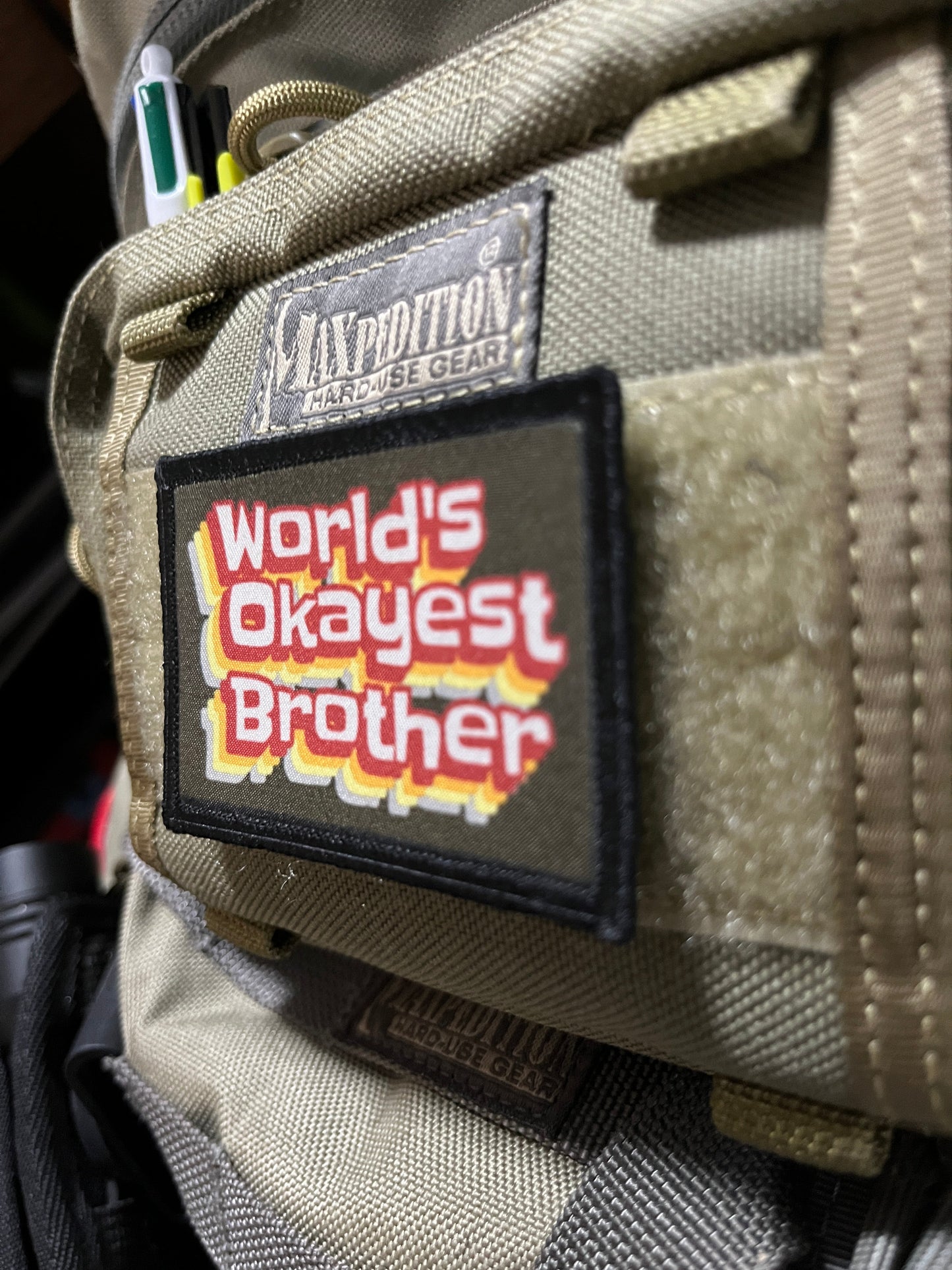 World's Okayest Brother Morale Patch Morale Patches Redheaded T Shirts