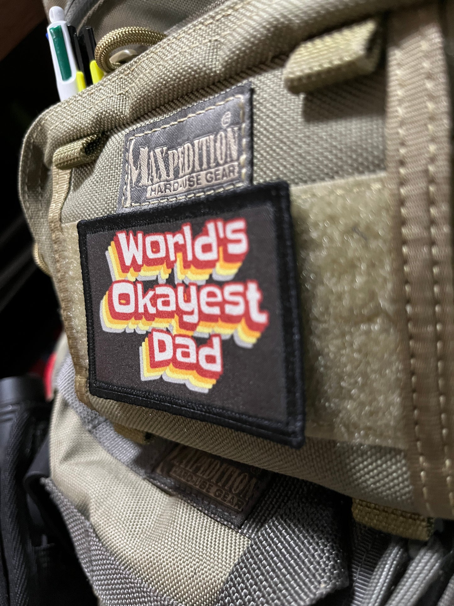 World's Okayest Dad Morale Patch Morale Patches Redheaded T Shirts