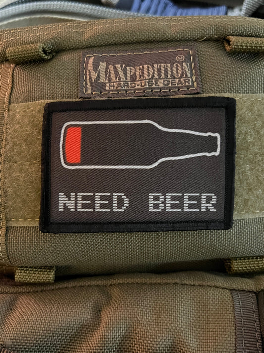 Cheers to Fun and Frothy Adventures: Redheadedtshirts.com's 'Need Beer' Velcro Morale Patch