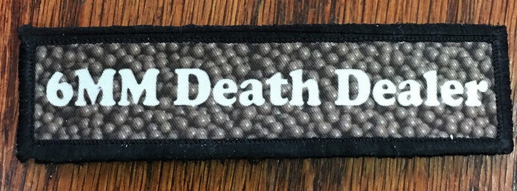 Dominate the Field with the Airsoft 6MM Death Dealer 1x4 Morale Patch by Redheaded Productions