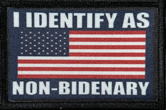 Embrace Individuality and Satire with Redheadedtshirts.com's "I Identify as Non-Bidenary" Velcro Morale Patch