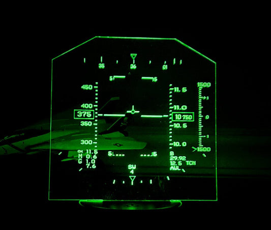 Experience the Thrill of Aviation with the F-14 Tomcat HUD Acrylic LED Sign from RedHeadedTshirts.com
