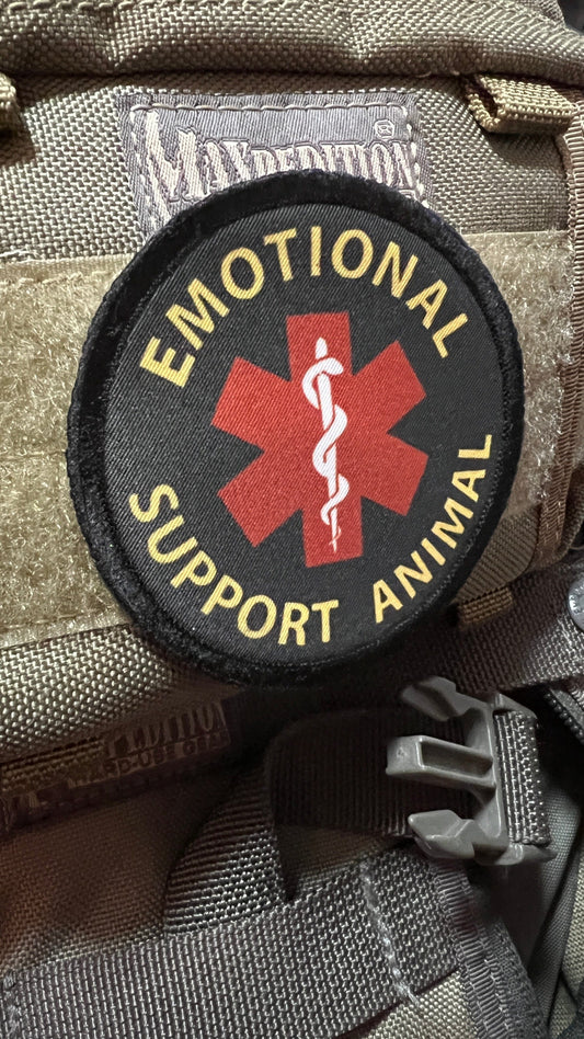 Give your animal some tactical class with the Emotional Support Animal 3" morale patch from Redheadetshirts.com