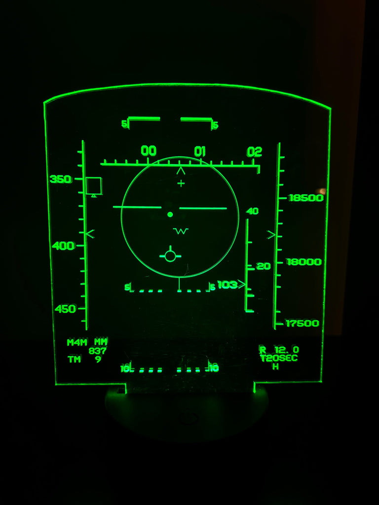 Illuminate Your Passion for Aviation with the F15 Eagle HUD Acrylic LED Sign from RedHeadedTshirts.com