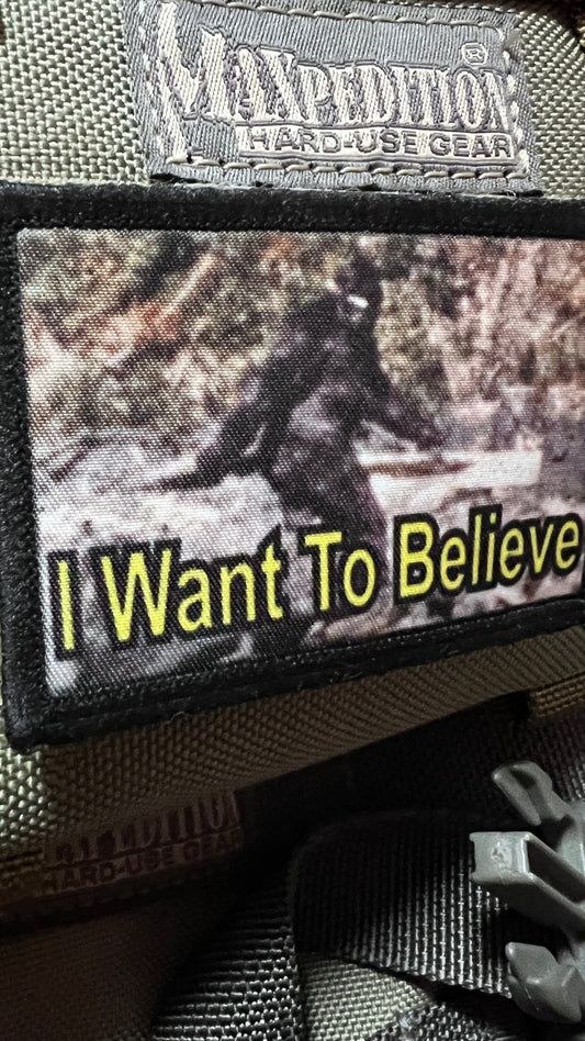 Join in on the conspiracy with the Bigfoot "I Want To Believe" Morale Patch from RedHeadedTshirts.com