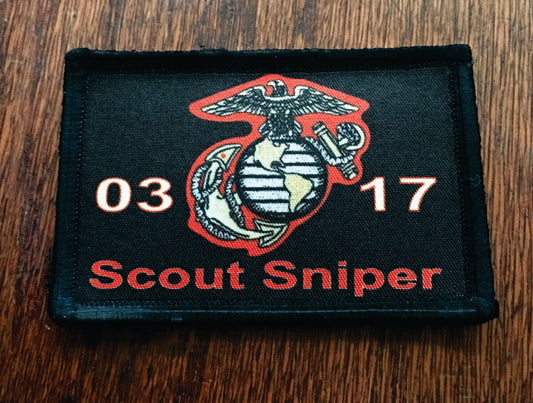 Pay Tribute to the Elite: 0317 USMC Marine Scout Sniper Velcro Morale Patch by Redheaded Productions