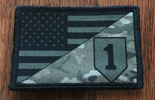 Show Your Support for the 1st Infantry Division with the "1st Infantry Division USA Flag Multicam" Velcro Morale Patch by Redheaded Productions