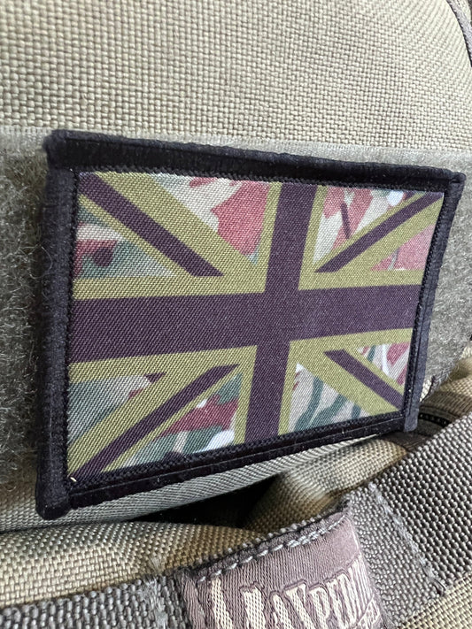 Unveiling the Subdued Multi-Terrain Camo Union Jack Morale Patch by Redheaded Productions