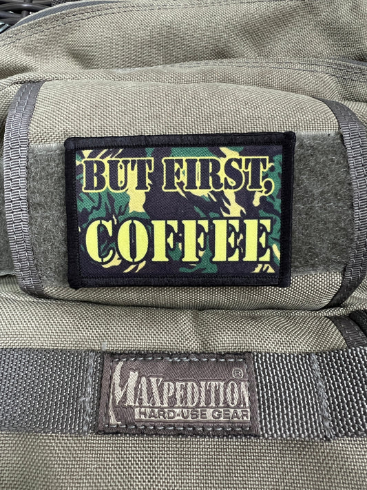 Wake Up and Smell the Morale with the But First, Coffee Morale Patch by Redheaded Productions