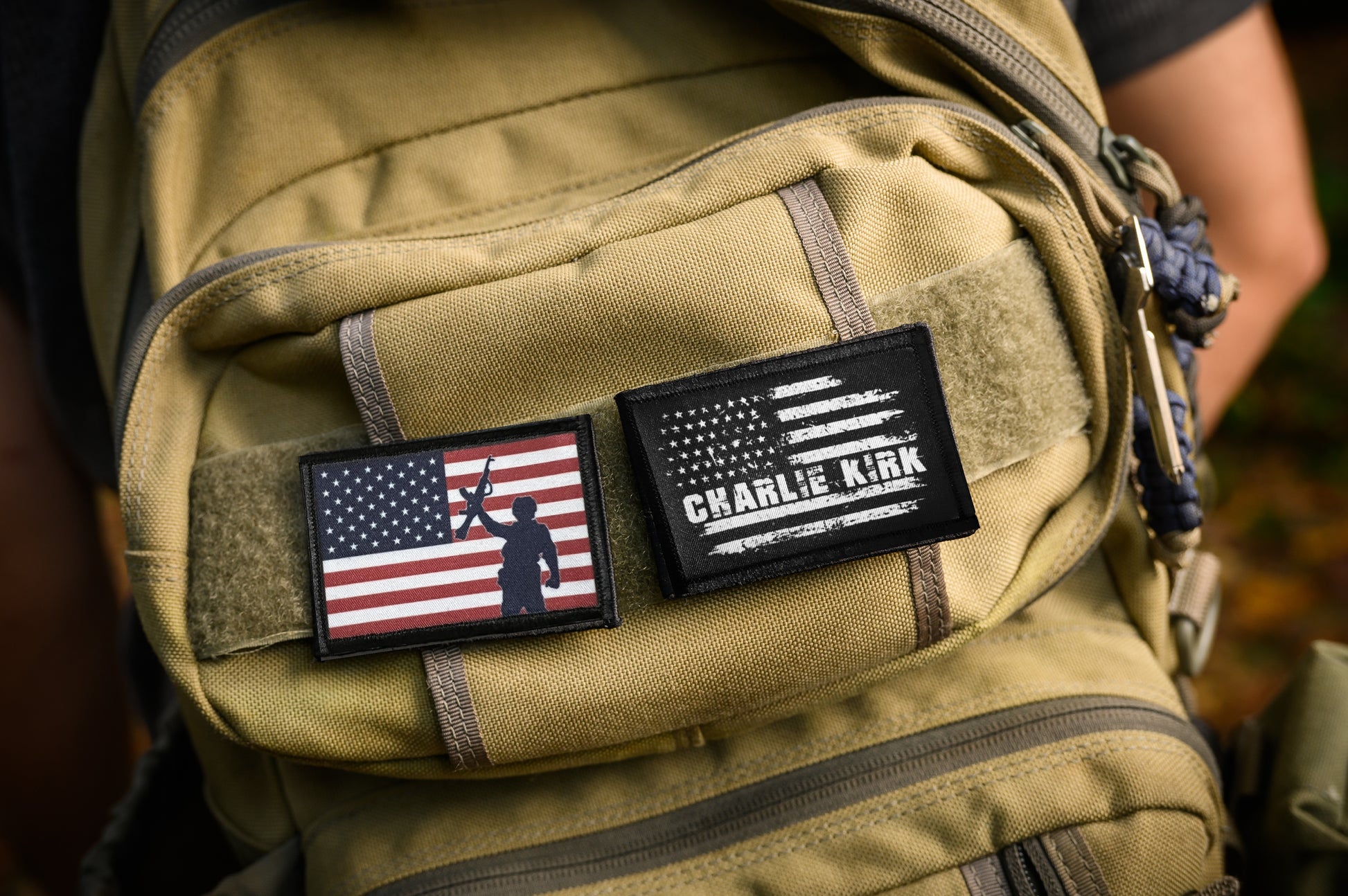 Charlie Kirk Velcro Morale Patch with the text Work Harder Be Better.2x3 hook and loop tactical patch for backpacks, hats, Plate carriers, caps, Tactical vest and molle systems