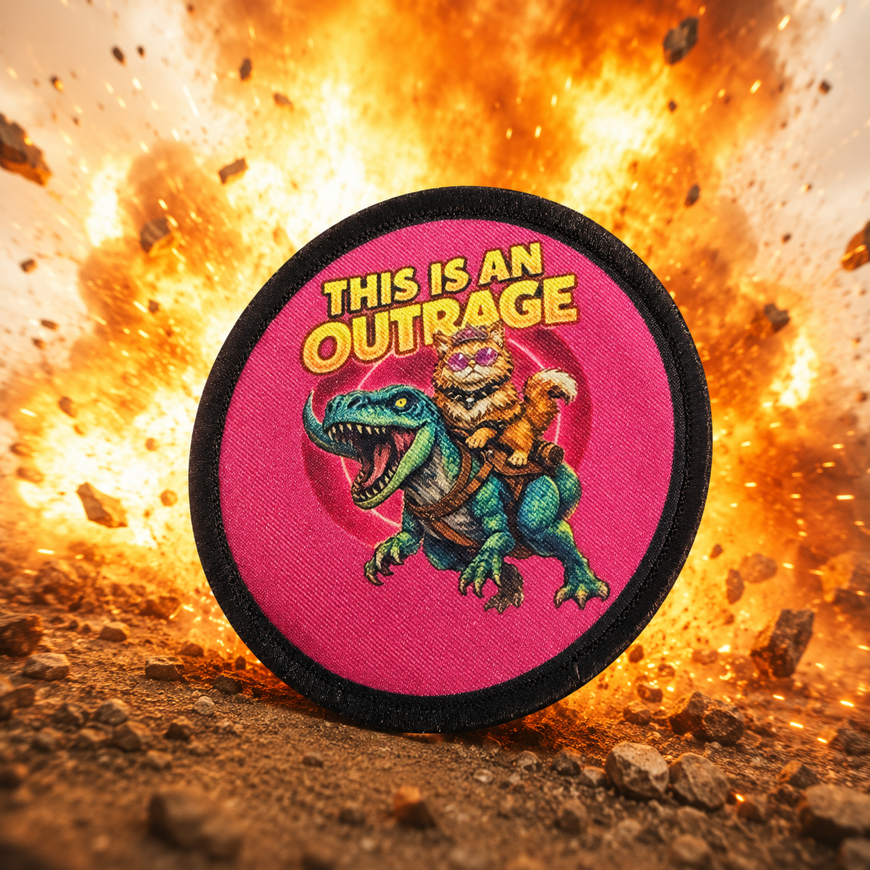 Dungeon Crawler Carl Princess Donut This is an Outrage Morale patch with explosion in the background