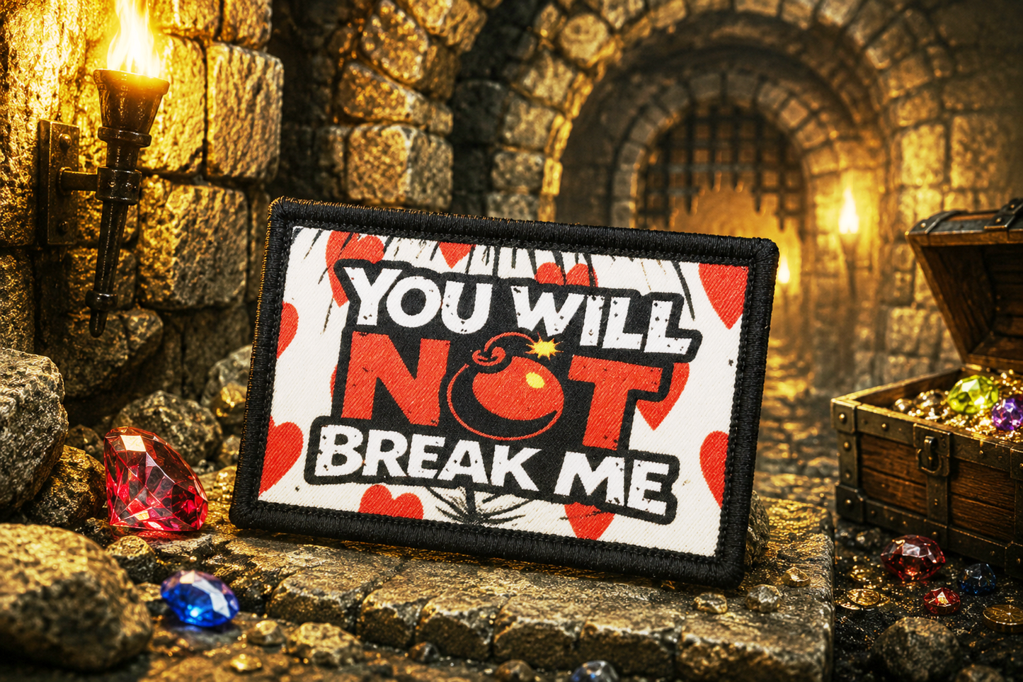 Dungeon Crawler Carl You Will Not Break Me Morale Patch in dungeon setting