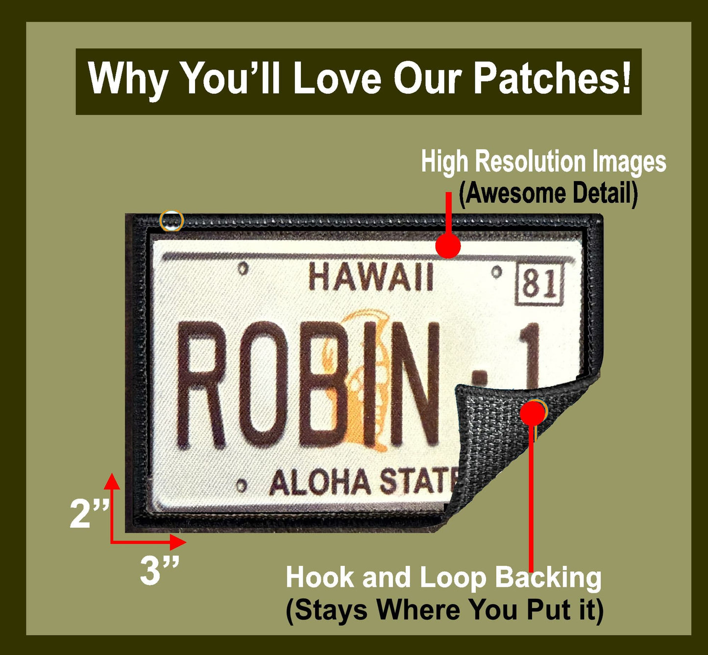 Magnum PI Ferrari 308 LIcense plate Robin 1 Morale Patch