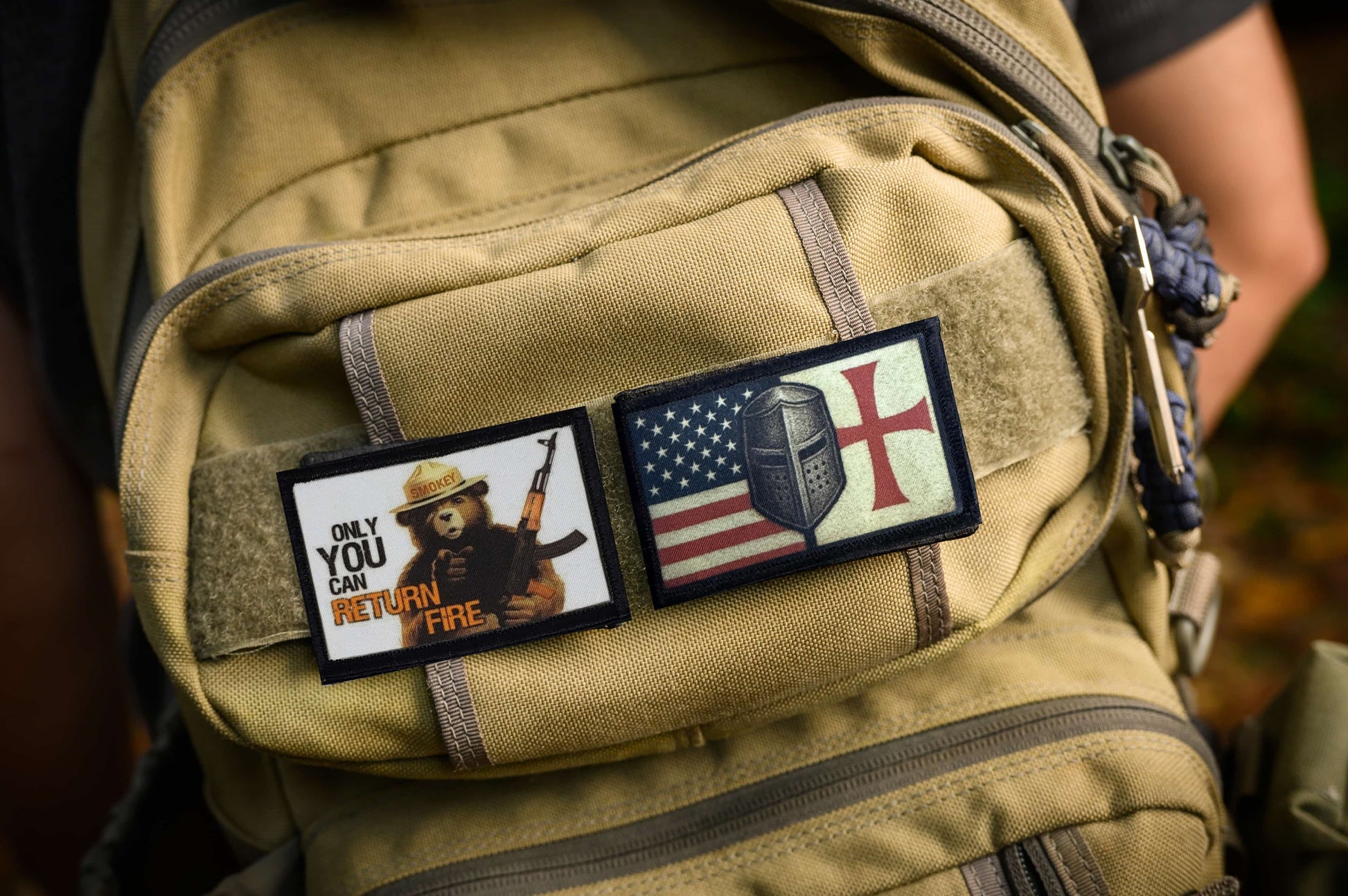 Crusader Templar USA Flag Morale Patch with hook and loop backing for plate carriers and range bags