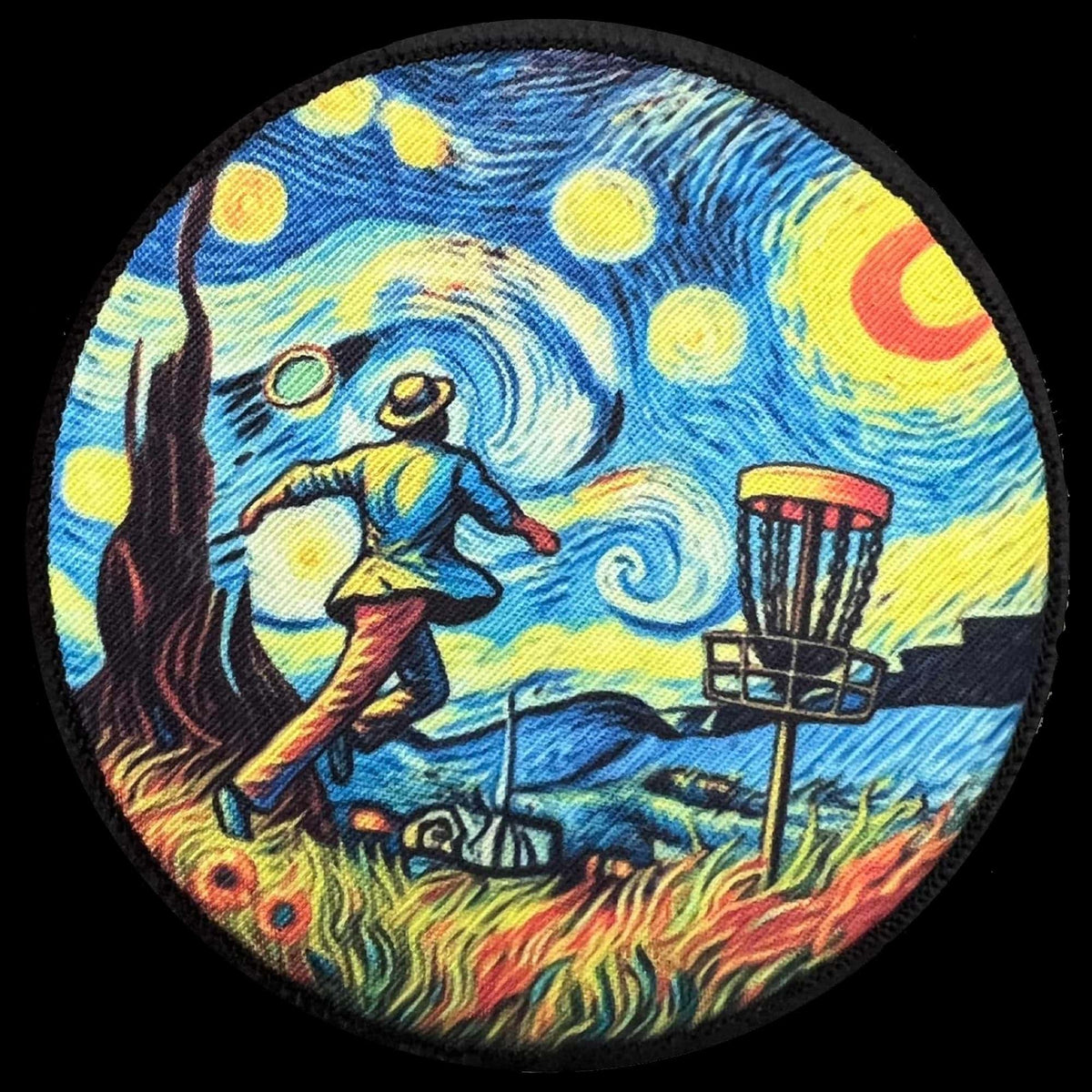 Disc Golf Cart morale  Patch Van Gogh Stary Night with hook and loop backing