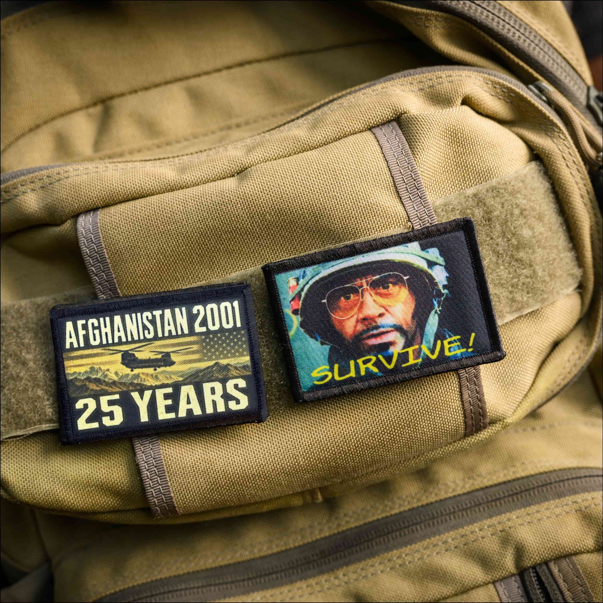 Afghanistan 2001 25 Years Morale Patch with loop-side hook-and-loop backing for plate carriers and range bags