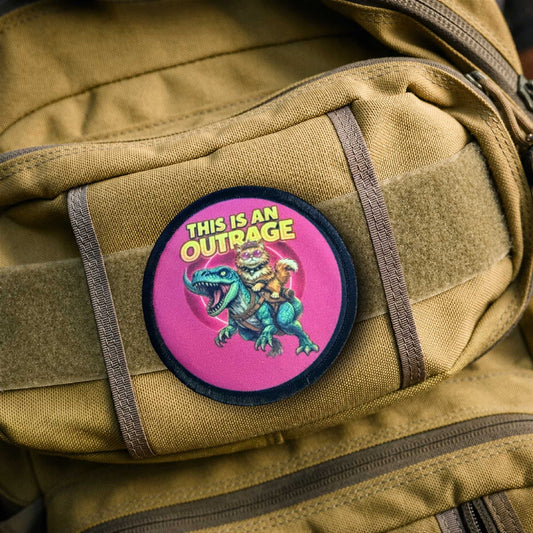 Dungeon Crawler Carl Princess Donut This is an Outrage Morale patch on tactical backpack