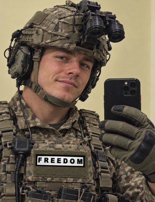 Charlie Kirk Freedom 1x4 Hook and Loop Morale Patch on a tactical Vest Plate Carrier
