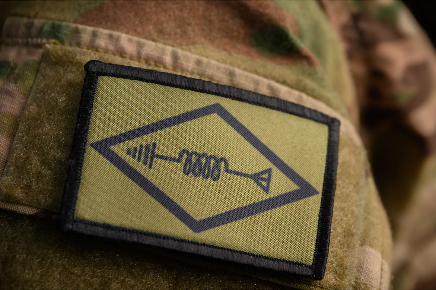 Amateur Ham Radio Operator Morale Patch on OCP camo sleeve
