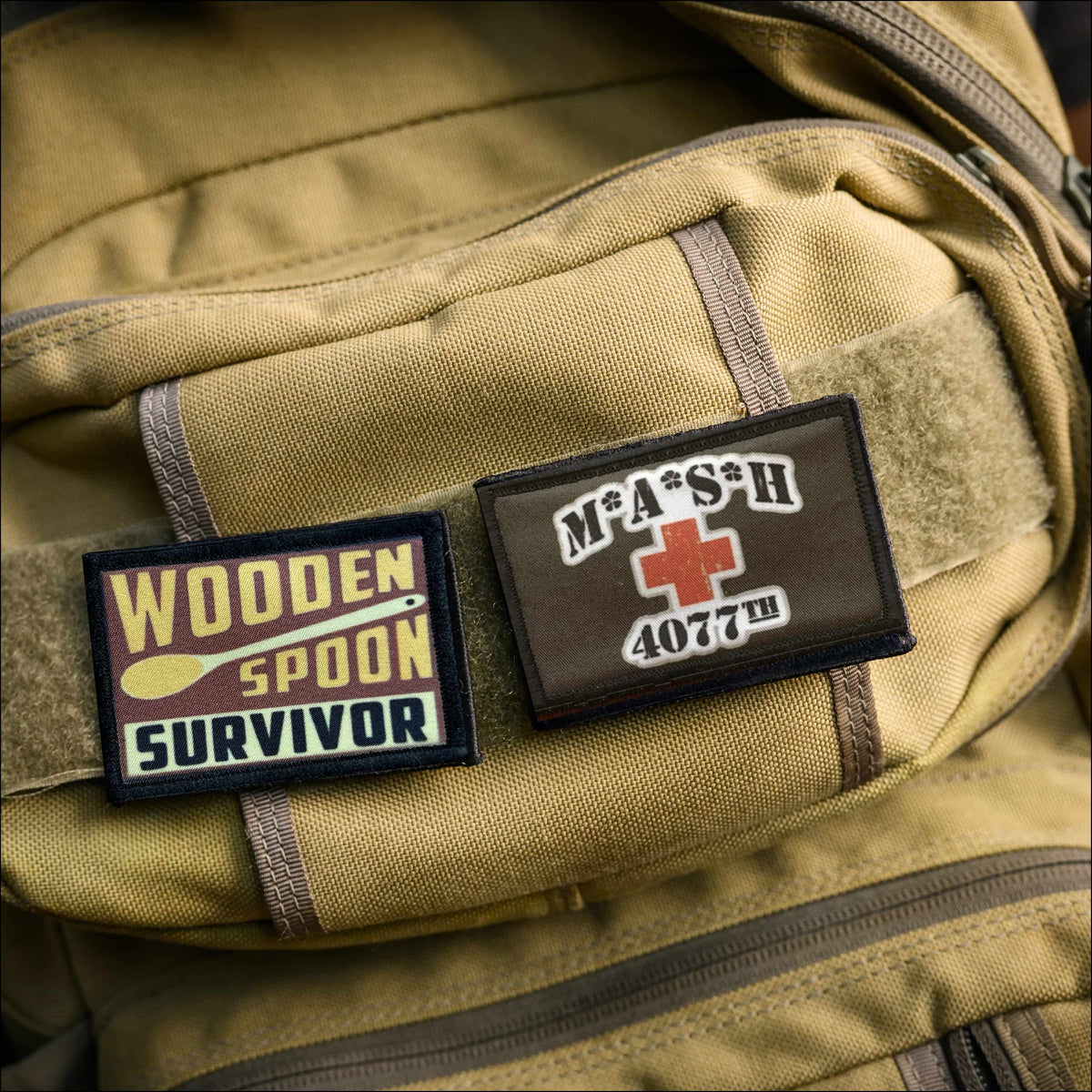 MASH 4077th morale patch with hook-and-loop backing for plate carriers and range bags