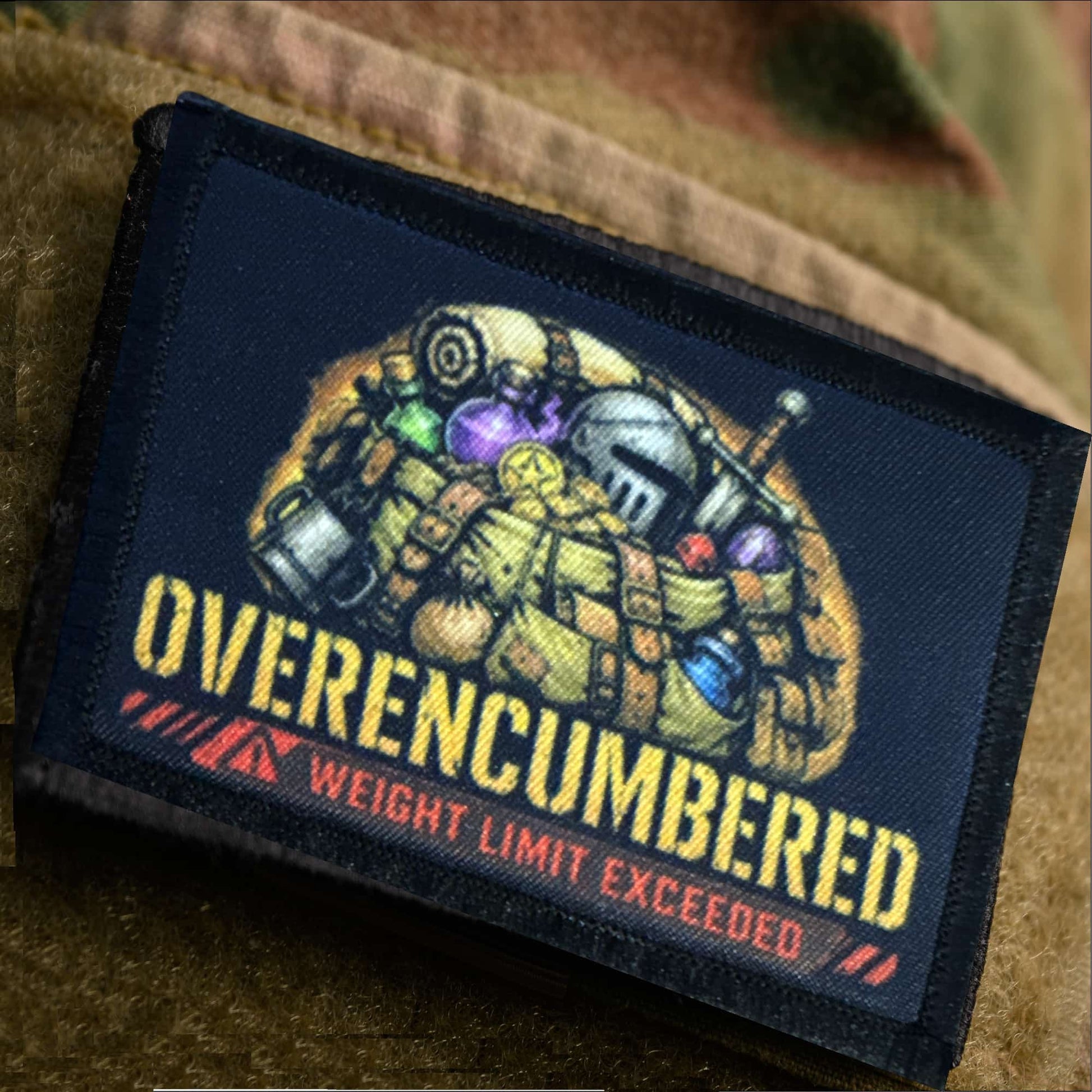 Overencumbered RPG D&D Roleplaying Patch on sleeve