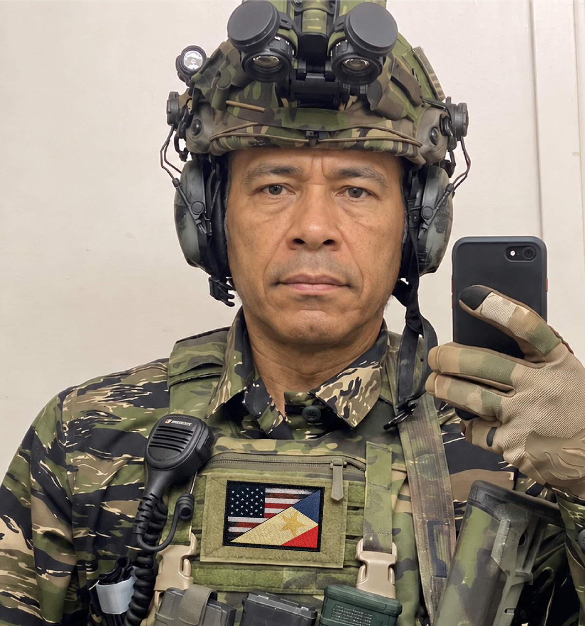 USA Philippine Flag Morale Patch with hook and loop backing for tactical gear