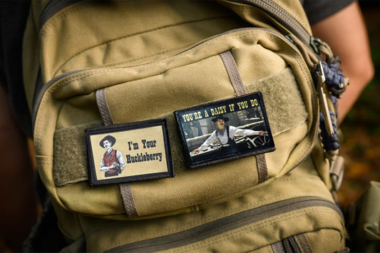 Doc Holiday Youre a Daisy if you do morale patch from the movie Tombstone on a backpack