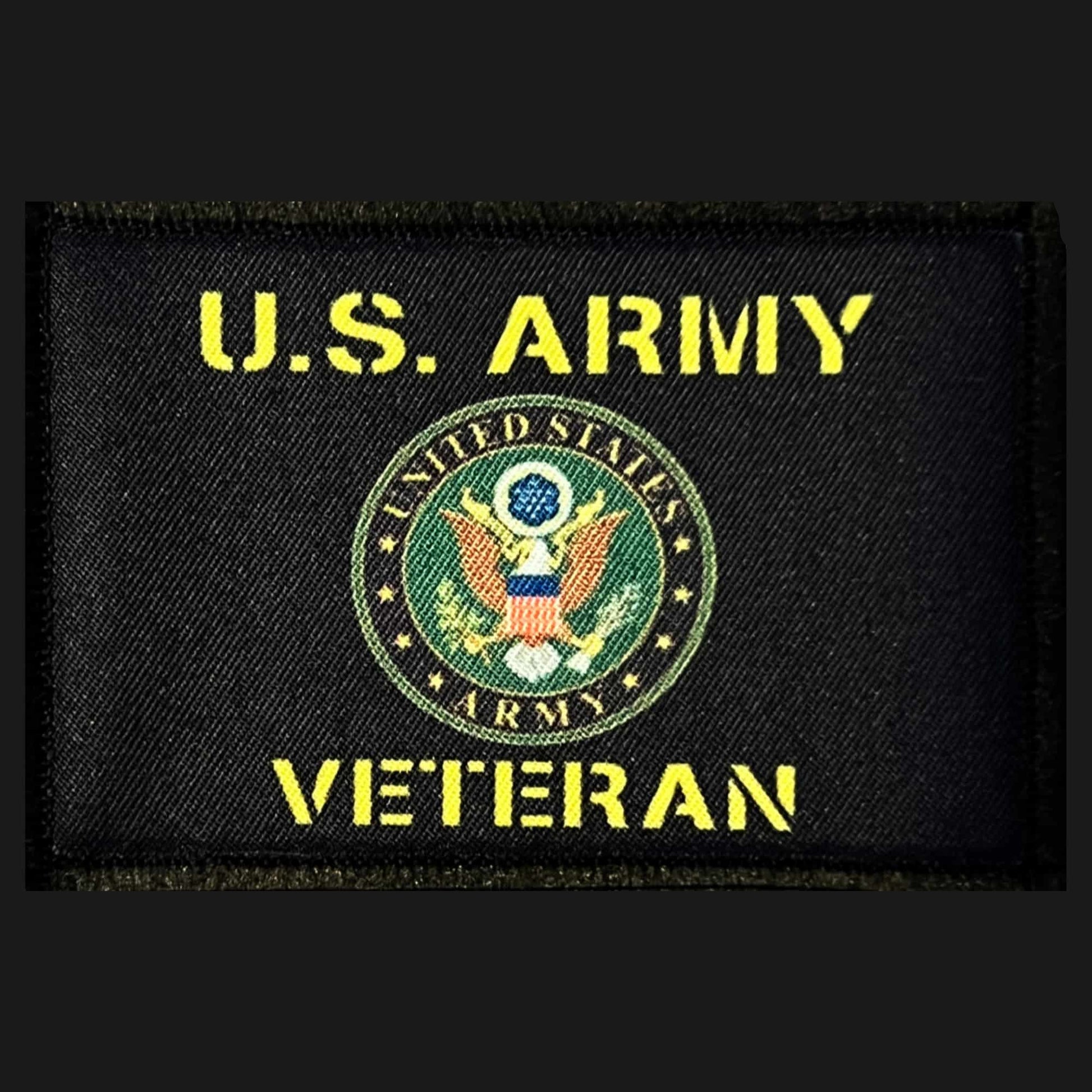 U.S. Army Veteran Morale Patch close-up showing dye-sublimation printed Army seal with eagle detail