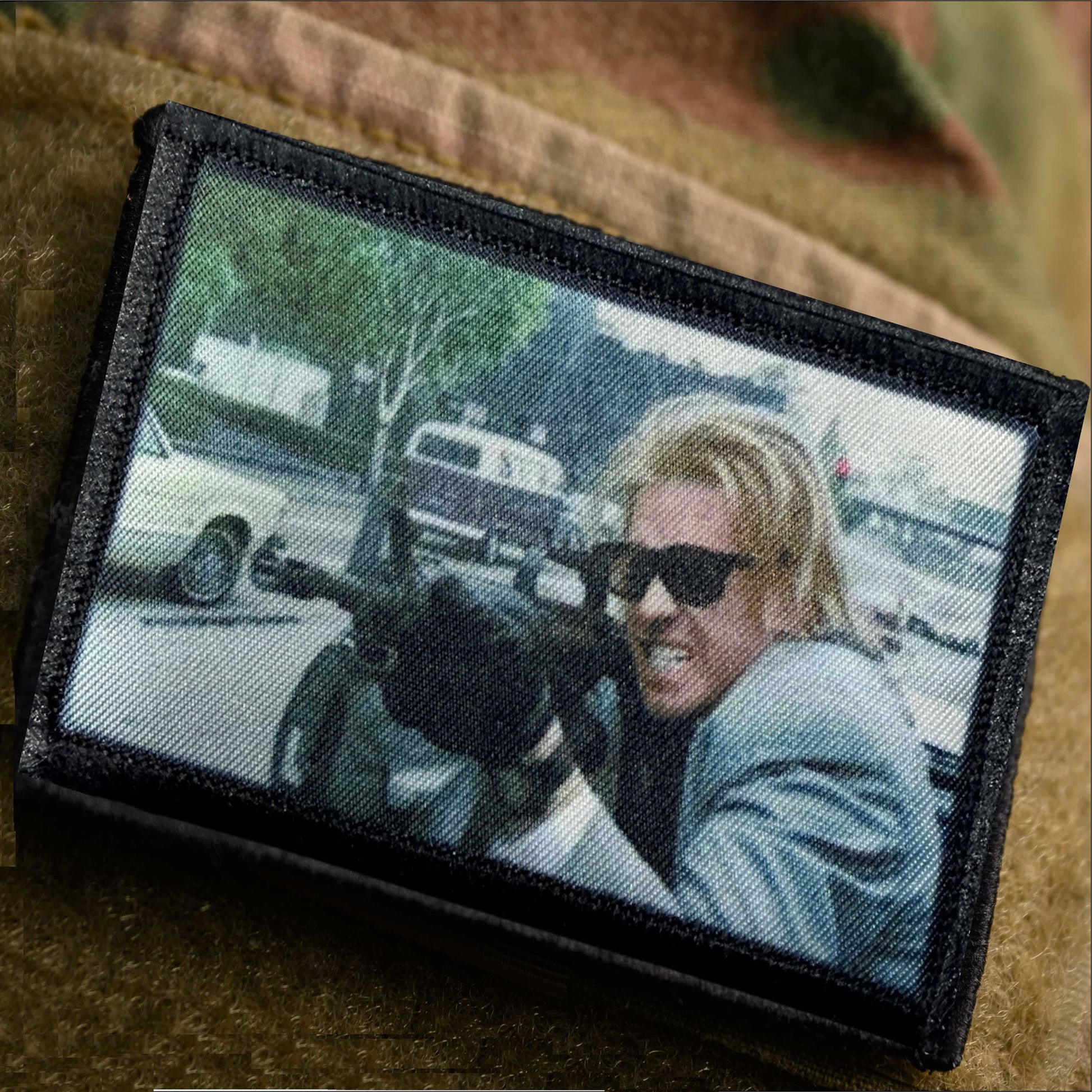 Val Kilmer Heat Movie Morale Patch on tactical shirt sleeve