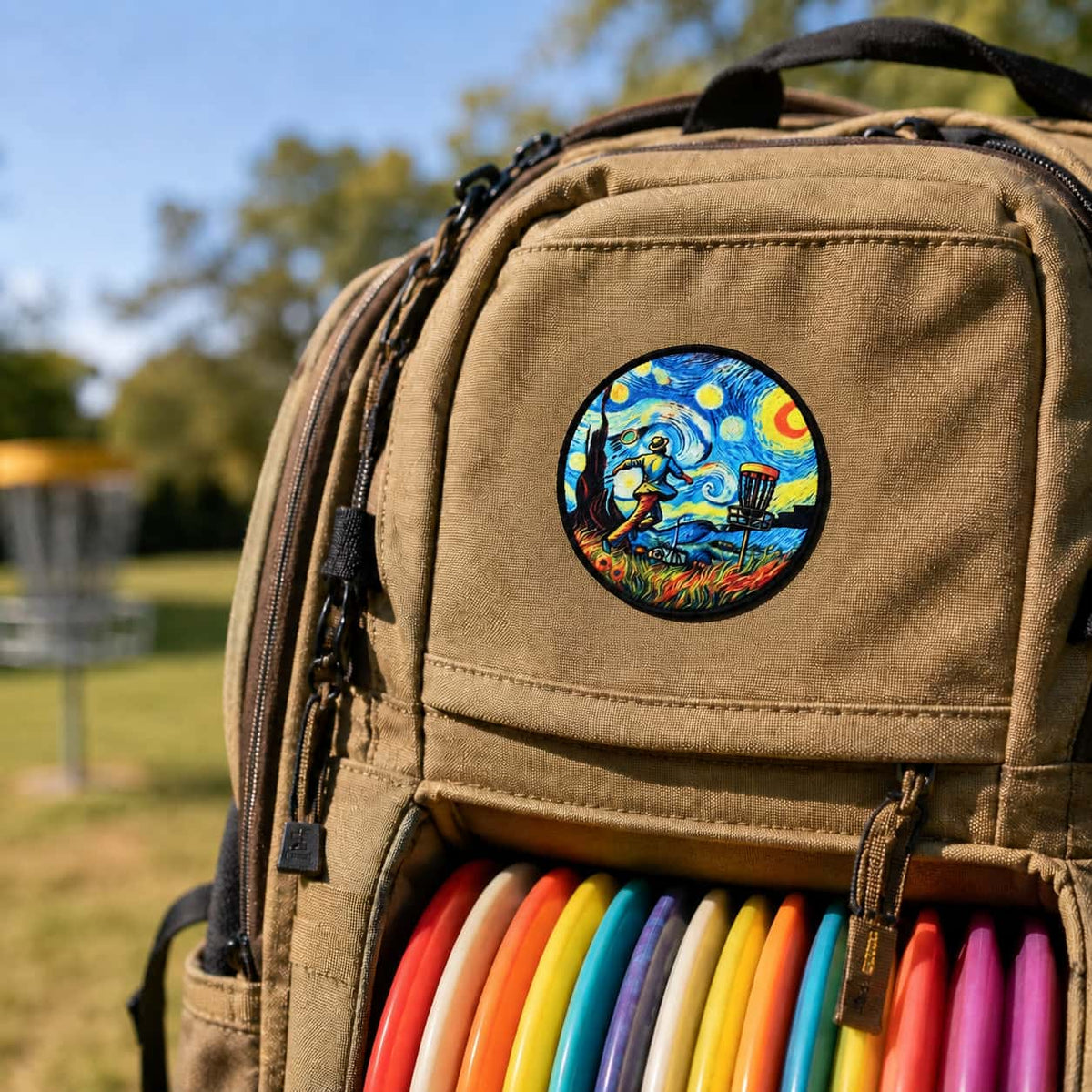 Disc Golf bag morale  Patch Van Gogh Stary Night with hook and loop backing
