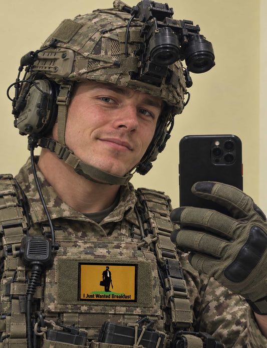 Falling Down Movie: I just wanted some breakfast Hook and Loop Morale Patch attached to a soldiers tactical vest