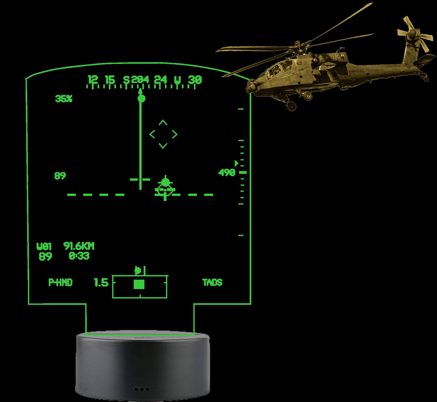 AH64 Apache Heads Up Display LED Light Sign