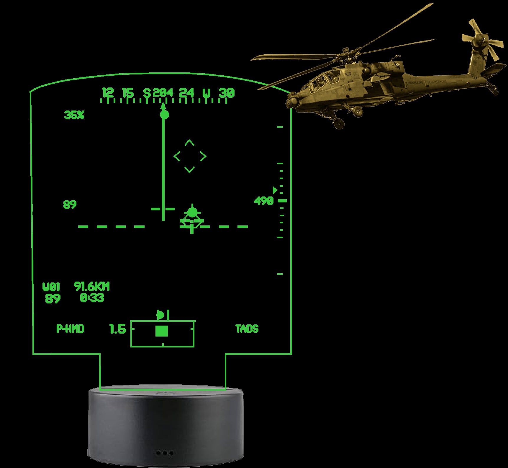 AH64 Apache Heads Up Display LED Light Sign