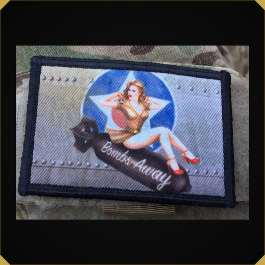 Bombs Away WWII Bomber Nose Art Pin Up Girl Morale Patch