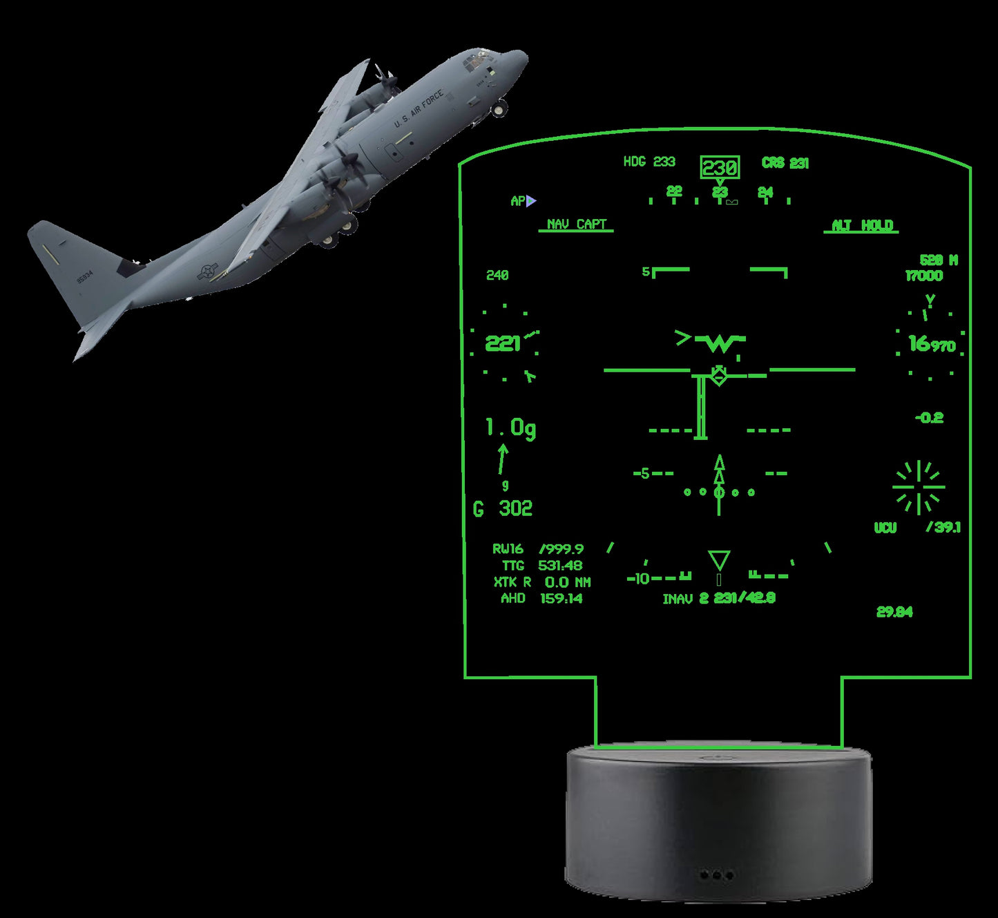 C-130J Hercules HUD LED Sign — Pilot Gift Military Aviation Decor