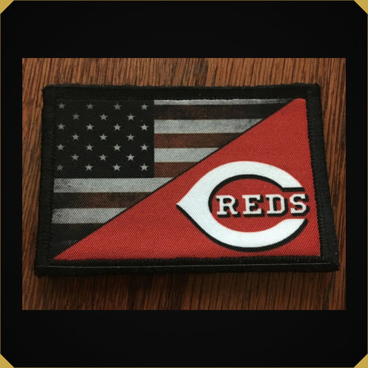 Cincinnati Reds Logo USA Flag Morale Patch