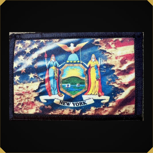 Distressed USA New York State Flag Morale Patch