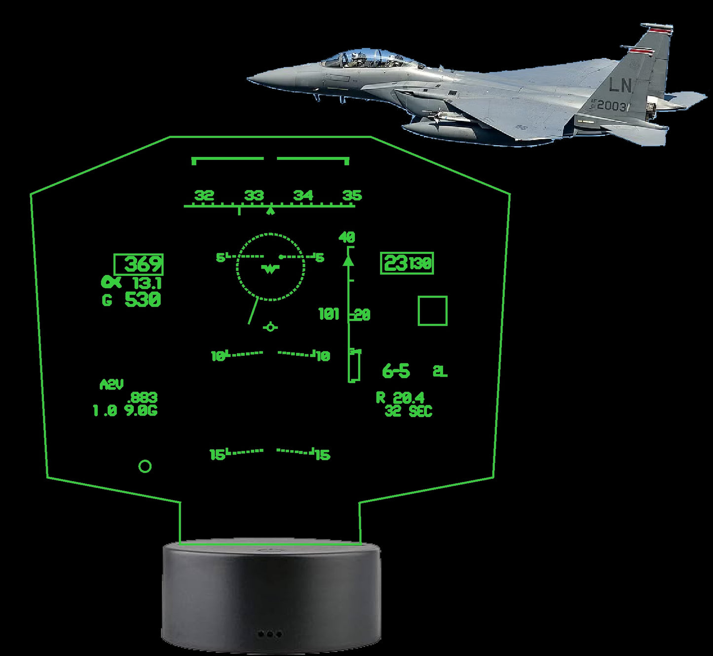 F15E Strike Eagle HUD Heads Up Display LED light Sign for pilots, aviation gifts and retired air force fighter pilots