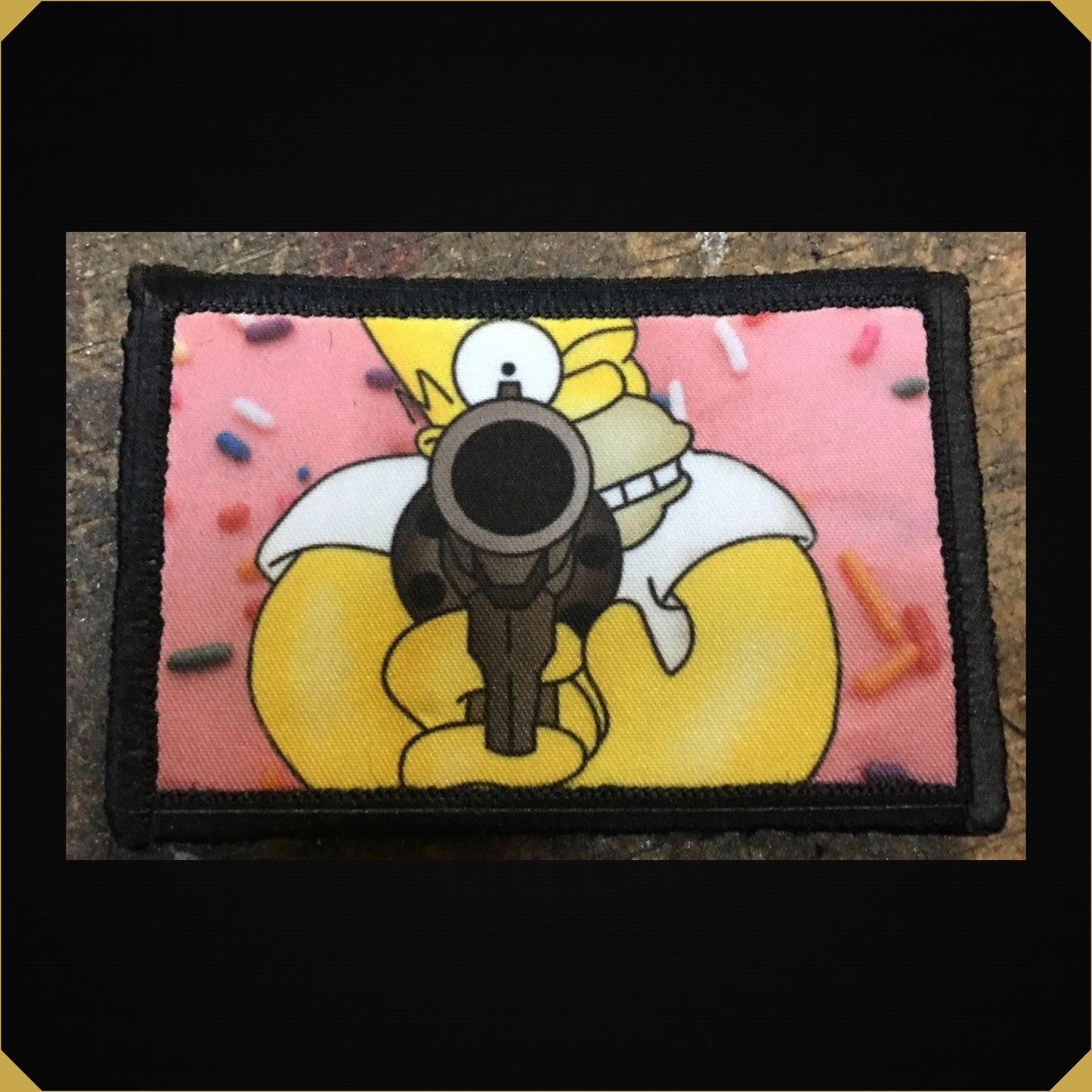 The Simpsons Homer Pistol Donut Morale Patch