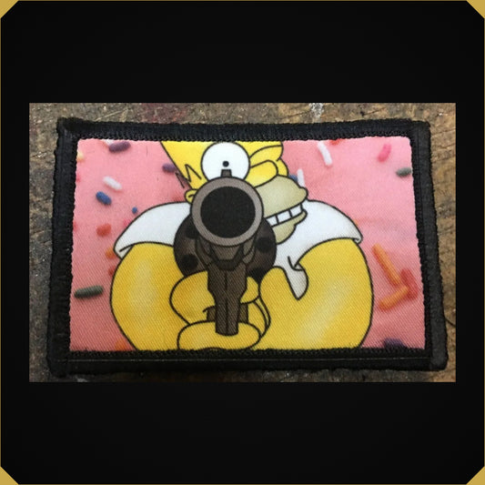 The Simpsons Homer Pistol Donut Morale Patch