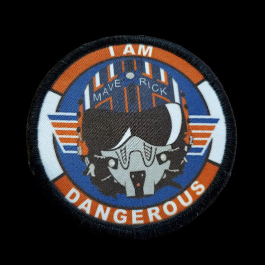 'I Am Dangerous' Maverick Helmet 3' Round Top Gun themed Morale Patch